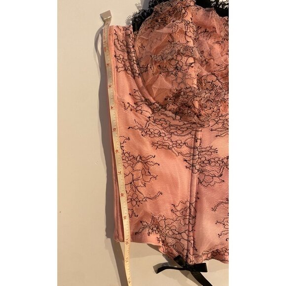 Pink Lace Bustier Size14 Black Floral Sheer Sexy Coquette Balletcore Baddie - Picture 6 of 6